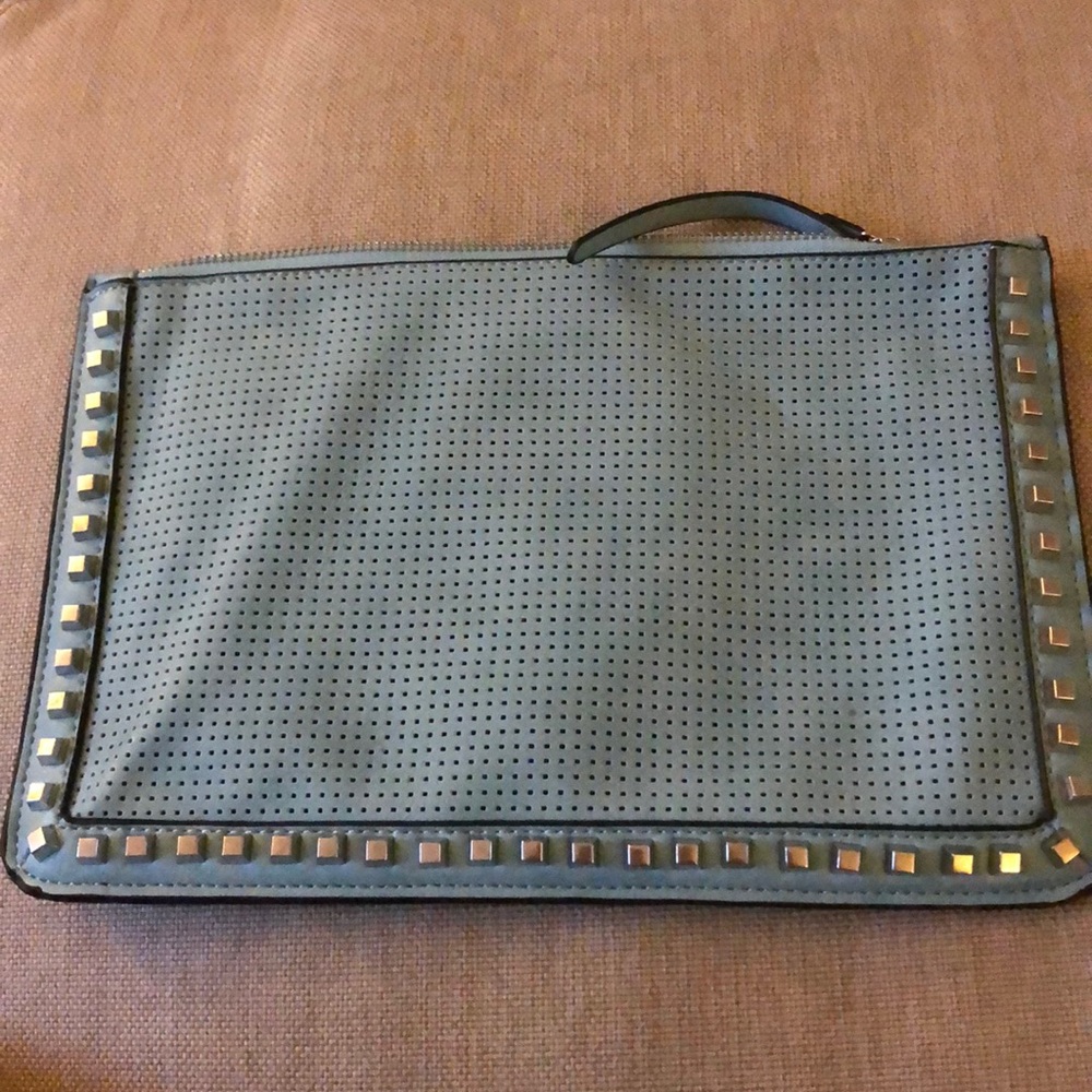 Light blue zippered clutch